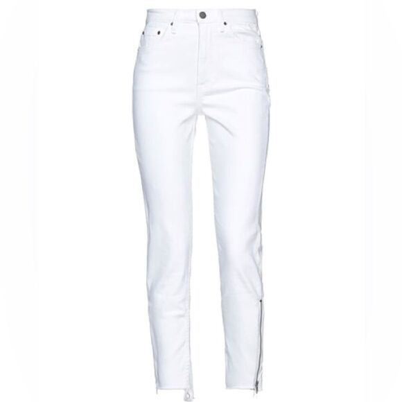 Grlfrnd Kendall White Noise Denim Cropped Jeans with Zip Ankle. Size 24. - Picture 3 of 14